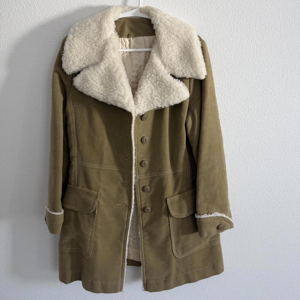 Vintage 70's Faux Shearling Fur + Suede Jacket Size S/M Penny Lane Cottage Boho